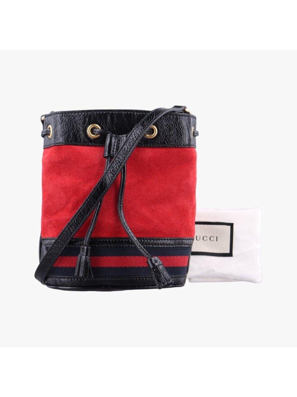 Gucci Ophidia Red Black Suede Patent Shoulder Bag